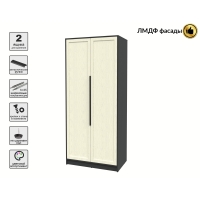 Шкаф распашной Тренд КТ-Ш2 (Антрацит ЛДСП/ Дуб снежный ЛМДФ) Ш918 В2128 Г547